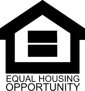 A black house icon with an equal sign inside and the words EQUAL HOUSING OPPORTUNITY below, representing fair housing rights.